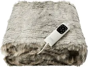 Dreamland Deluxe Zebra Faux Fur Electric Heated Throw