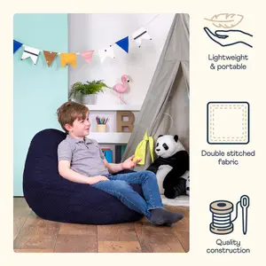 icon Kids Dalton Corduroy Bean Bag Chair Navy Blue Childrens Bean Bags