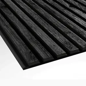 Wood Slat Wall Panels - Charcoal Wood Black Acoustic Felt - 2400x600x22mm - Premium Quality by Proclad