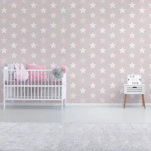 Superfresco Easy Pink Stars Smooth Wallpaper Sample