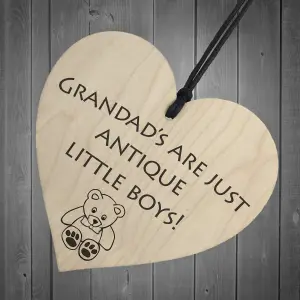 Grandads Antique Little Boys Novelty Wooden Hanging Heart Funny Grandad Gift For Men