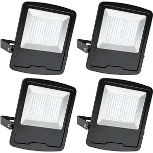 4 PACK Slim Outdoor IP65 Floodlight - 200W Daylight White LED - High Output