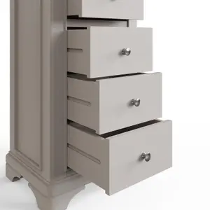 Large 5 Drawer Chest Of Drawers Solid Oak Dove Grey Painted Finish Ready Assembled