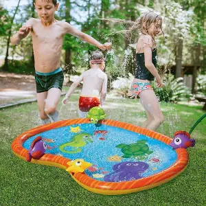 Sprinkler Play Mat Water Filled Inflatable Sea Life Water Paddling Splash Pool