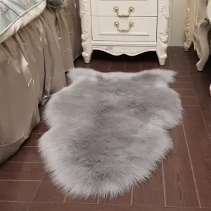 Grey Irregular Soft Shaggy Rug Kids Rooms Decor Floor Rugs 60 x 90 cm