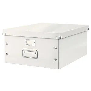 Leitz Wow Click & Store White Storage Box with Metal Handles Large