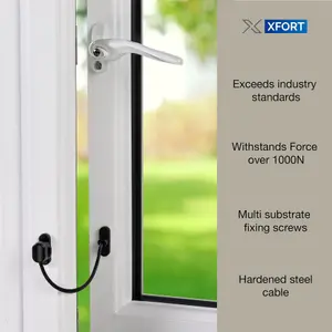 XFORT Viper Thumbturn Locking Cable Window Restrictor in Black