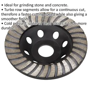 115mm Turbo Row Angle Grinding Disc for Stone and Concrete with 22mm Bore