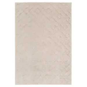 Silver Geometric Lined Abstract Area Rug 190cm x280cm