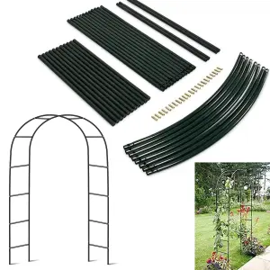 2x Garden Arch 2.4M Plant Climbing Trellis Metal Archway Arbour Frame Tubular