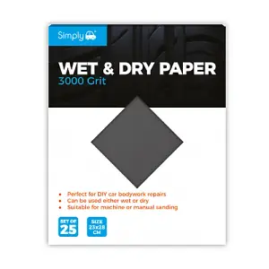 Simply 3000 Grit Wet and Dry Sand Paper 25 Pack