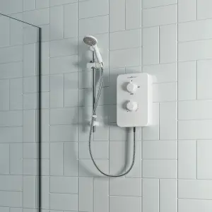 Gainsborough Slim Duo Gloss Polar White Electric Shower, 8.5W