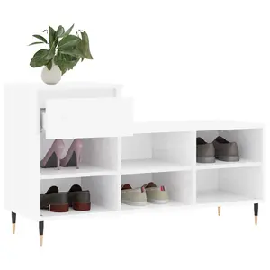 Berkfield Shoe Cabinet High Gloss White 102x36x60 cm Engineered Wood