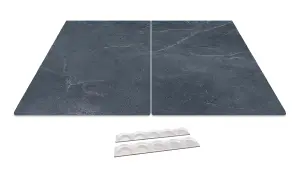 ALLboards Glass Chopping Board ANTHRACITE MARBLE 2 Set 52x30cm Cutting Board Splashback Worktop Saver for Kitchen Hob Protection