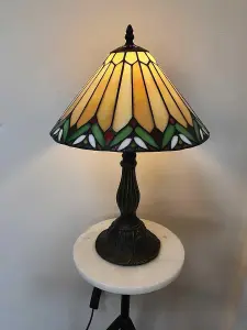 BELOFAY 10 inches Bronze Glass Tiffany Table Lamps, Stained Glass Handmade Tiffany Vintage Bedside Table Lamps 16 inches Height