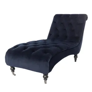 Chaise Lounge in Velvet Navy Blue