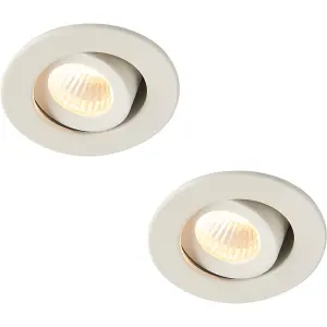 2 PACK Micro Adjustable Ceiling Downlight - 4W Warm White LED - Matt White