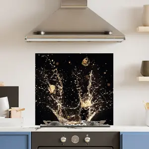 Premium 70cm x 65cm 6mm Glass Champagne Splash Kitchen Splashback Toughened Polished Edge