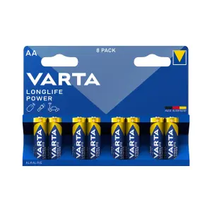 Varta Longlife Power 1.5V AA Battery, Pack of 8