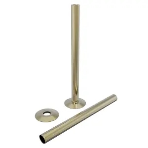 Right Radiators Radiator Pipes and Collars Easy Fit Packs Brushed Brass 15mm x 180mm