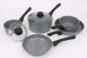 Durastone Forged Carbon Steel Grey 5 Piece Saucepan & Frying Pan  Set