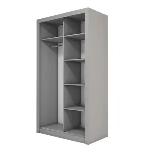 Sleek Mirrored Sliding Wardrobe in Grey - Spacious & Modern (H2150mm x W1200mm x D600mm)