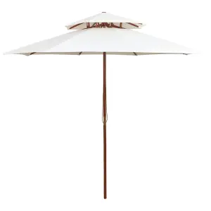 Berkfield Double Decker Parasol 270x270 cm Wooden Pole Cream White