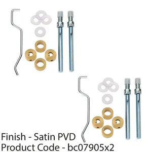 2 PACK - 19mm Back to Back Door Handle Fixing Pack Set- Join 2 Pull Handles - Satin Brass