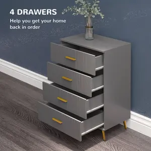 HOMCOM Bedroom Chest of Drawers, 4-Drawer Dresser with Aluminium Legs