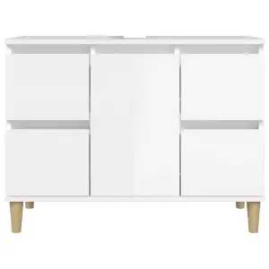 Berkfield Sink Cabinet High Gloss White 80x33x60 cm Engineered Wood