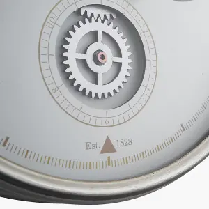 White and Silver Metal Working Cog Wall Clock