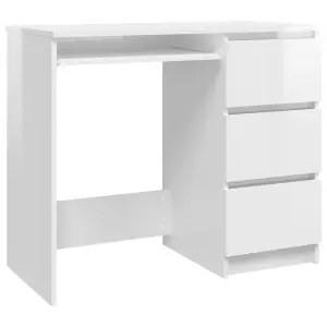 Berkfield Desk High Gloss White 90x45x76 cm Engineered Wood