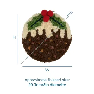 Punch Needle Kit: Yarn and Hoop: Christmas: Christmas Pudding