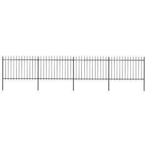 Berkfield Garden Fence with Spear Top Steel 6.8x1.2 m Black