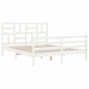 Berkfield Bed Frame without Mattress White King Size Solid Wood