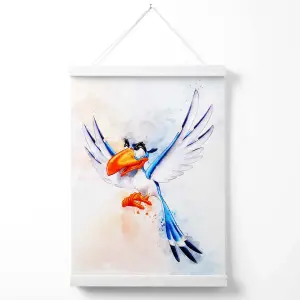 Zazu Watercolour Lion King Poster with Hanger / 33cm / White