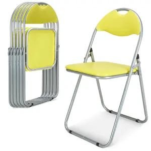 Folding Padded Office Chair - Yellow - Set of 6