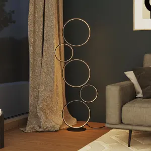 GoodHome Samana 5 rings Matt black LED Floor lamp