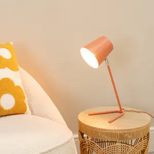 ValueLights Lark Coral Peach Metal Task Reading Compact Desk Table Lamp with LED Bulb