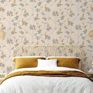 Belgravia Décor Amelie Blossom Beige/Yellow Wallpaper