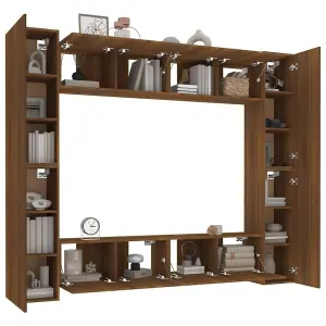 Berkfield 8 Piece TV Cabinet Set Brown Oak Engineered Wood