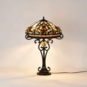 BELOFAY 16 inches Real Tiffany Table Lamps, Stained Glass Handmade Tiffany Vintage Bedside Table Lamps 30 inches Height