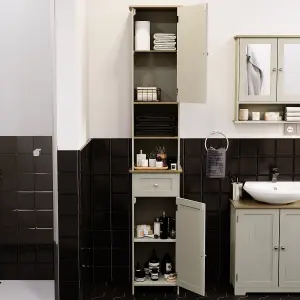 Bath Vida Priano Grey 2 Door Tall Bathroom Cabinet With Mirror