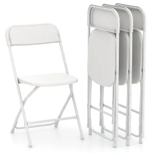 COSTWAY 4 Pack Metal Folding Chairs Portable Patio Chairs w/ Plastic Seat & Back