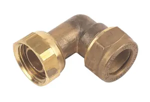 Plumbsure Bent Compression Tap connector 15mm x ½" (L)47.5mm