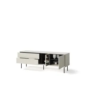 Epiro 6 Elegant Cashmere & Dark Oak TV Cabinet - Modern Media Storage Solution W161cm x H56cm x D41cm