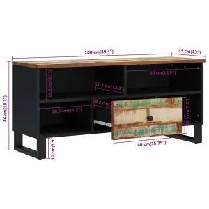 Berkfield TV Cabinet 100x33x46 cm Solid Wood Reclaimed&Engineered Wood