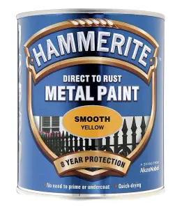 Hammerite - Smooth Direct To Rust Metal Paint - 5 Litres - Yellow