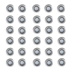 ValueLights 30 Pack IP67 Rated 40mm White LED Round Garden Decking Kitchen Plinth Lights Kit