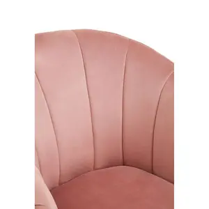 Interiors by Premier Durable Yolanda Pink Velvet Chair, Exquisite & Cozy Desk Chair Pink Velvet, Easy to Clean Pink Velvet Chair